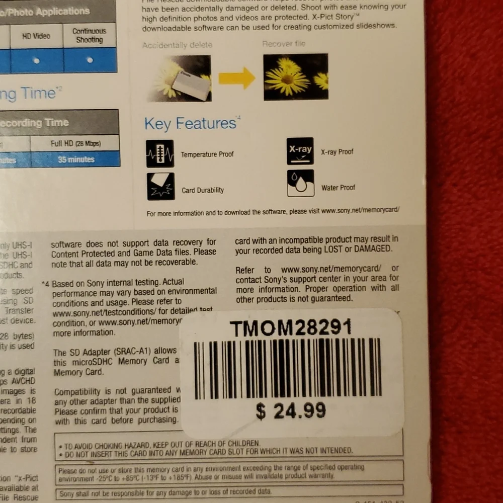 8 GB SONY SDHC Micro Memory card